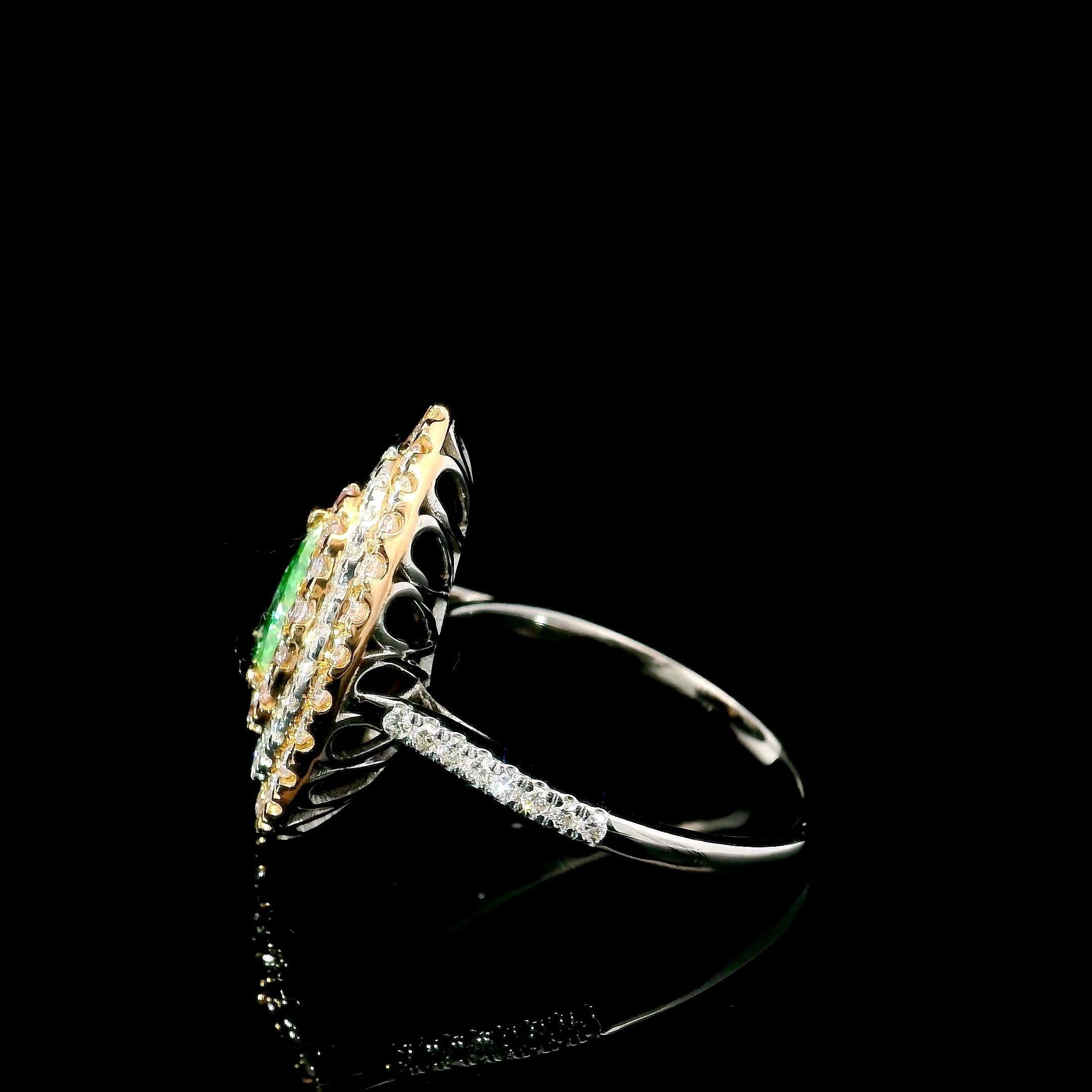 AGL Certified 1.01 Carat Fancy Green VS Clarity Diamond Ring For Sale 1