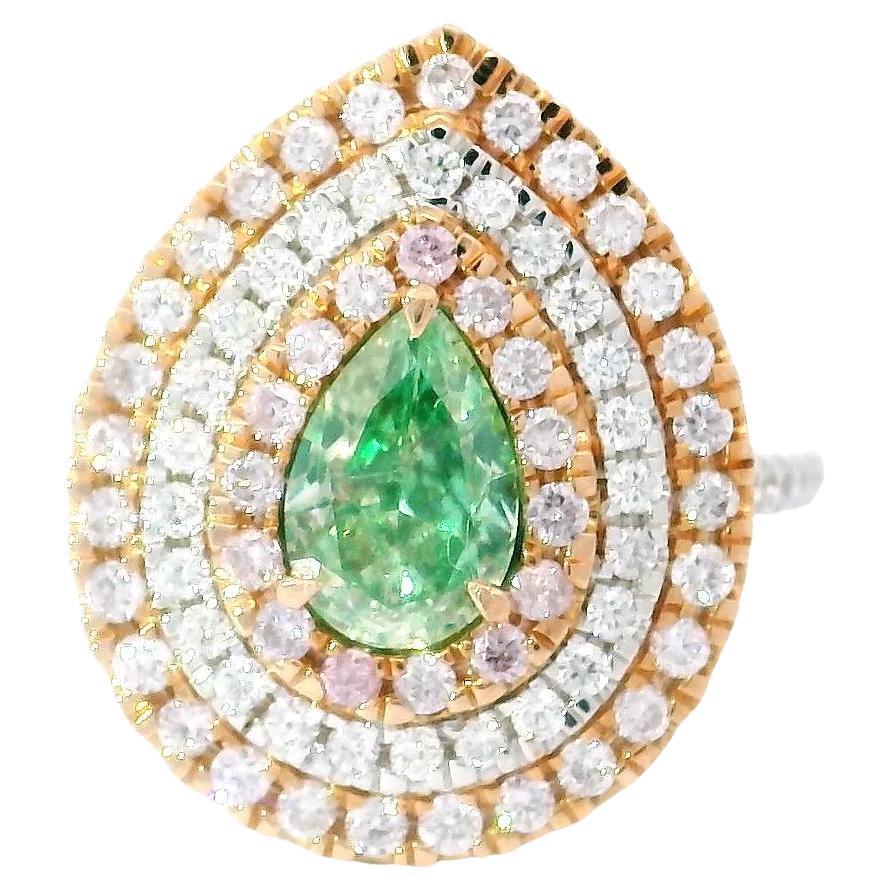 AGL Certified 1.01 Carat Fancy Green VS Clarity Diamond Ring