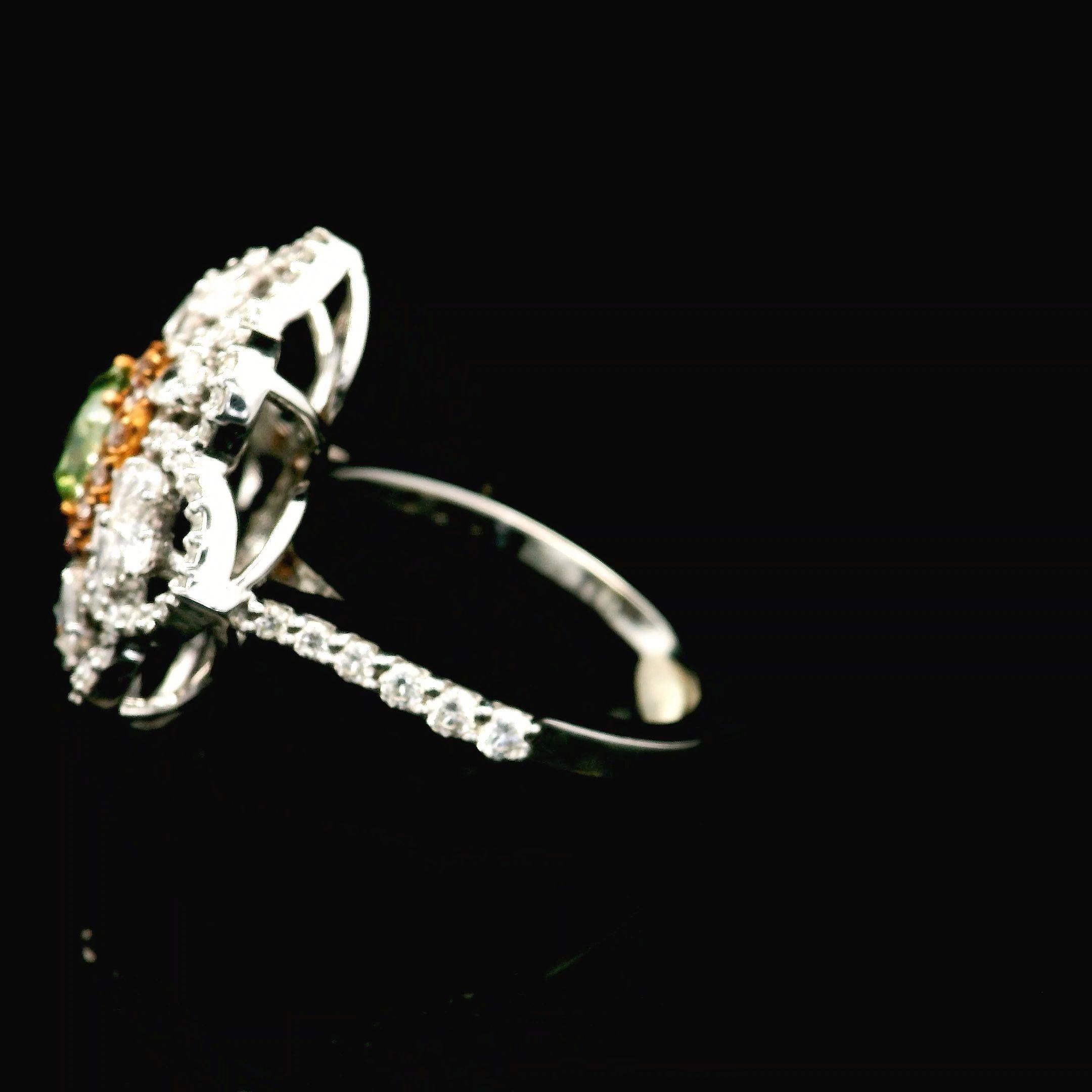 AGL Certified 1.01 Carat Fancy Green VS1 Clarity Diamond Ring For Sale 1