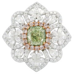Anillo de diamantes verde fantasía VS1 con certificado AGL de 1,01 quilates
