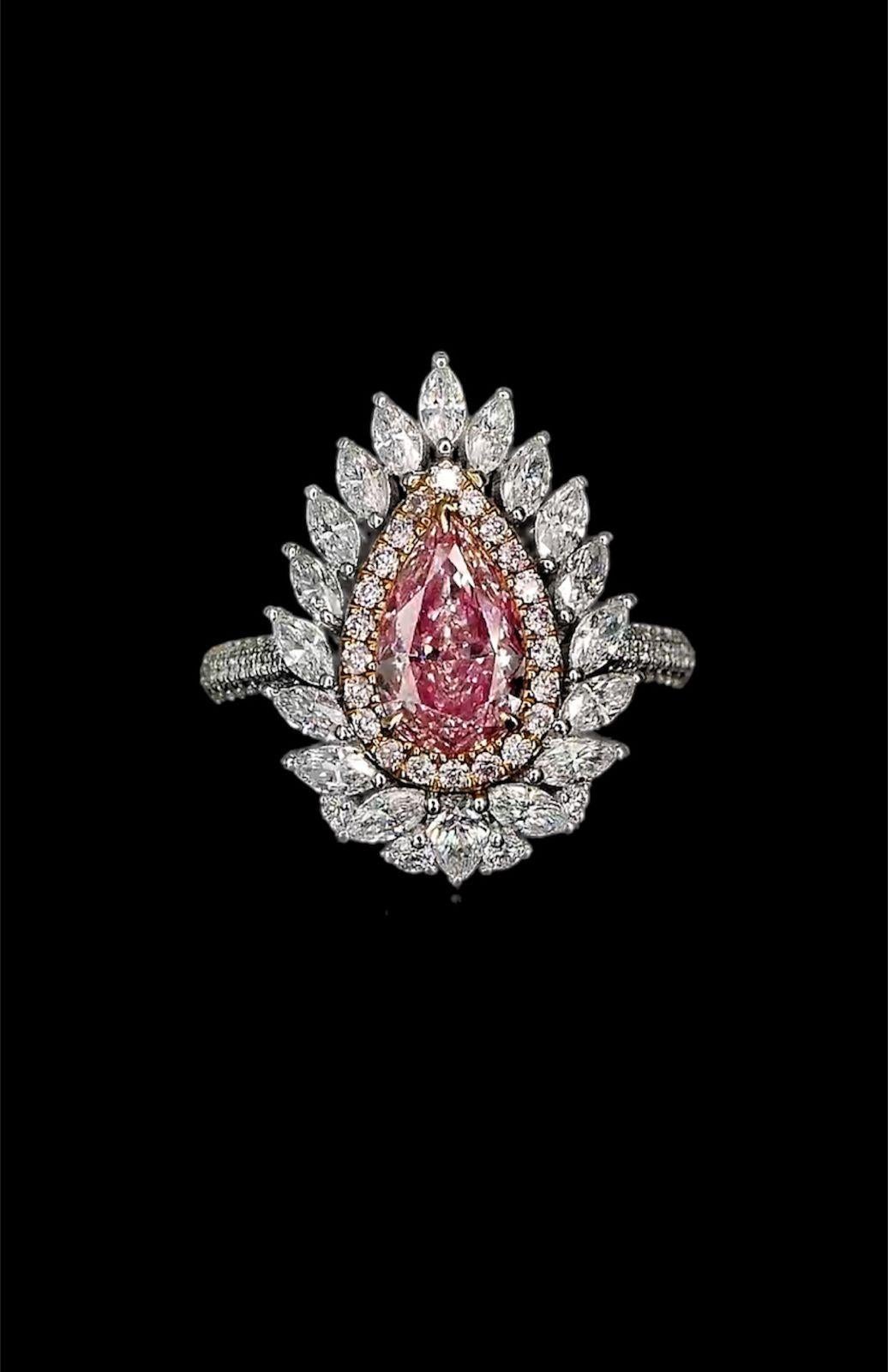 **100% NATURAL FANCY COLOUR DIAMOND JEWELRY**

✪ Jewelry Details ✪

♦ MAIN STONE DETAILS

➛ Stone Shape: Pear
➛ Stone Color: Fancy pink
➛ Stone Clarity: SI
➛ Stone Weight: 1.01 carats
➛ AGL certified

♦ SIDE STONE DETAILS

➛ Side white diamonds - 66