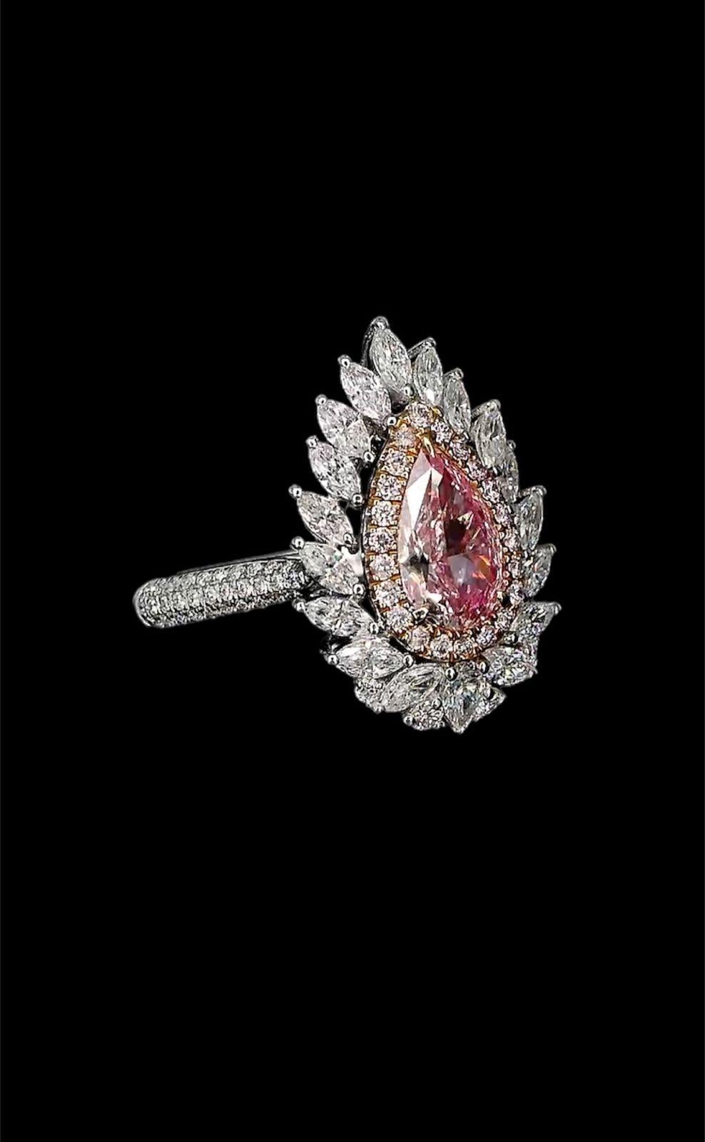 AGL Certified 1.01 Carat Fancy Pink Diamond Ring SI Clarity In New Condition For Sale In Kowloon, HK
