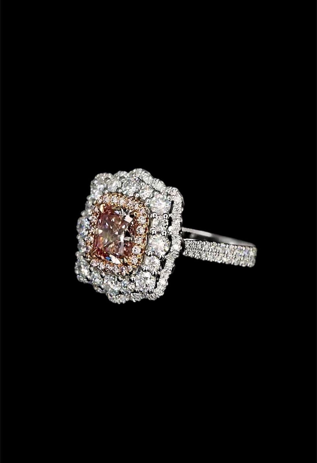 AGL Certified 1.01 Carat Fancy Pink Diamond Ring VS Clarity For Sale 5