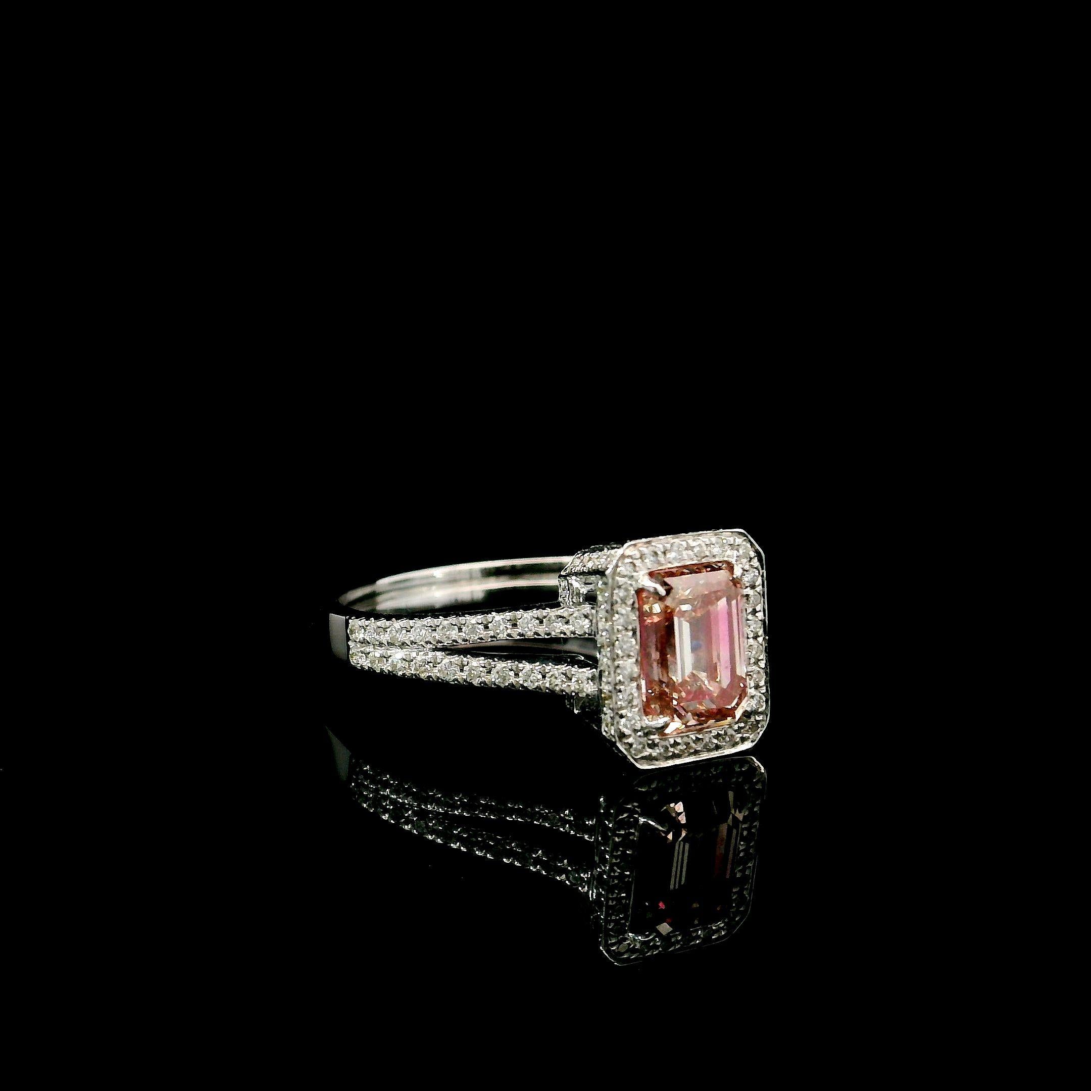 Emerald Cut AGL Certified 1.01 Carat Fancy Pink SI Clarity Diamond
