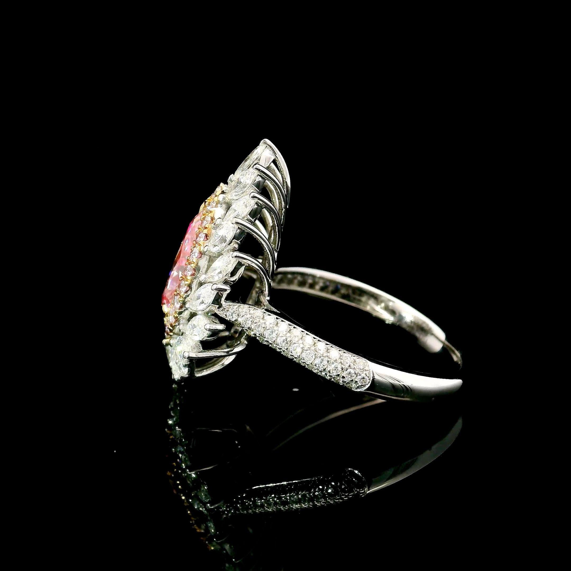 AGL-zertifizierter 1.01 Karat Fancy Pink SI Reinheit Diamantring mit Reinheit im Angebot 1