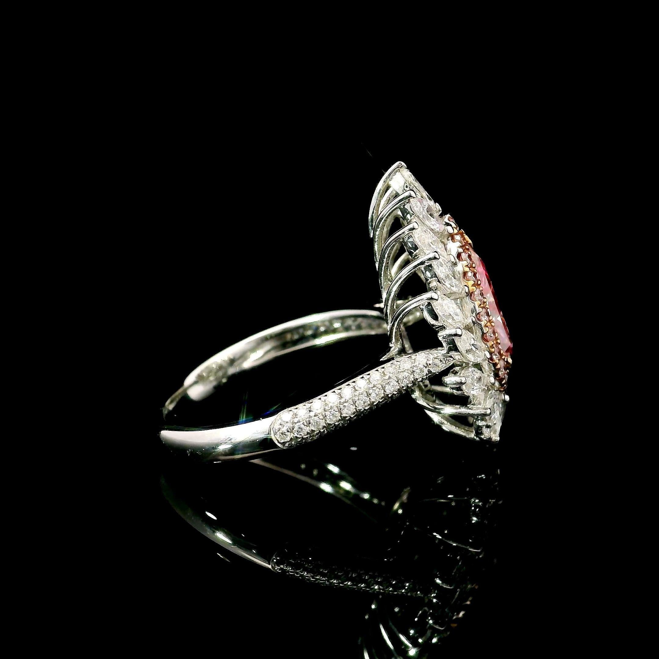 AGL-zertifizierter 1.01 Karat Fancy Pink SI Reinheit Diamantring mit Reinheit im Angebot 2