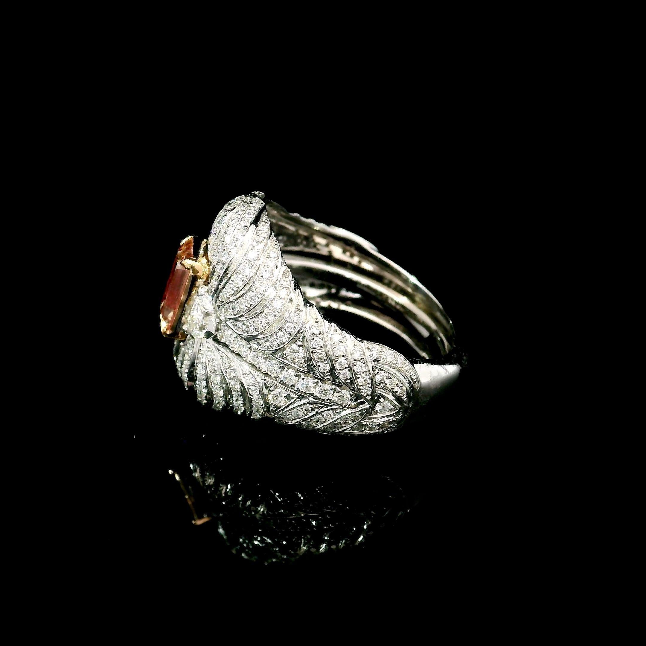 Anillo de diamantes con certificado AGL de 1.01 quilates de color rosa fantasía y claridad VS en venta 1