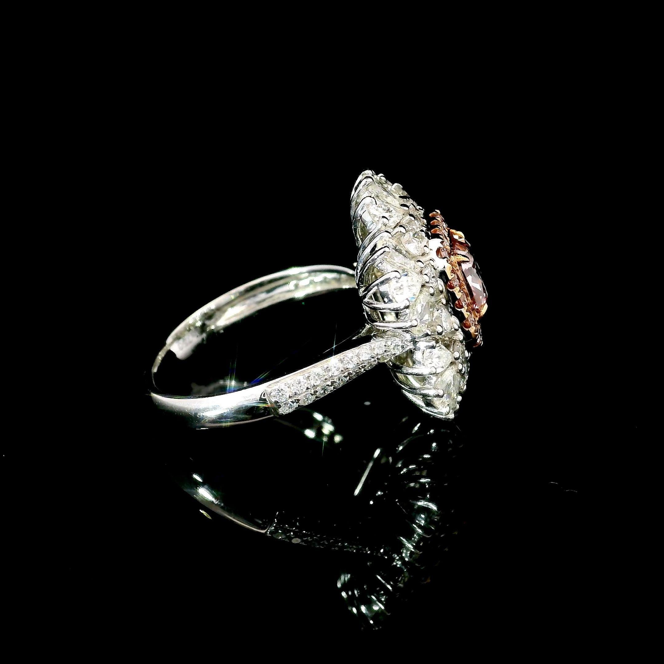 Bague avec diamant rose fantaisie de 1.01 carat de pureté VS certifié AGL en vente 2