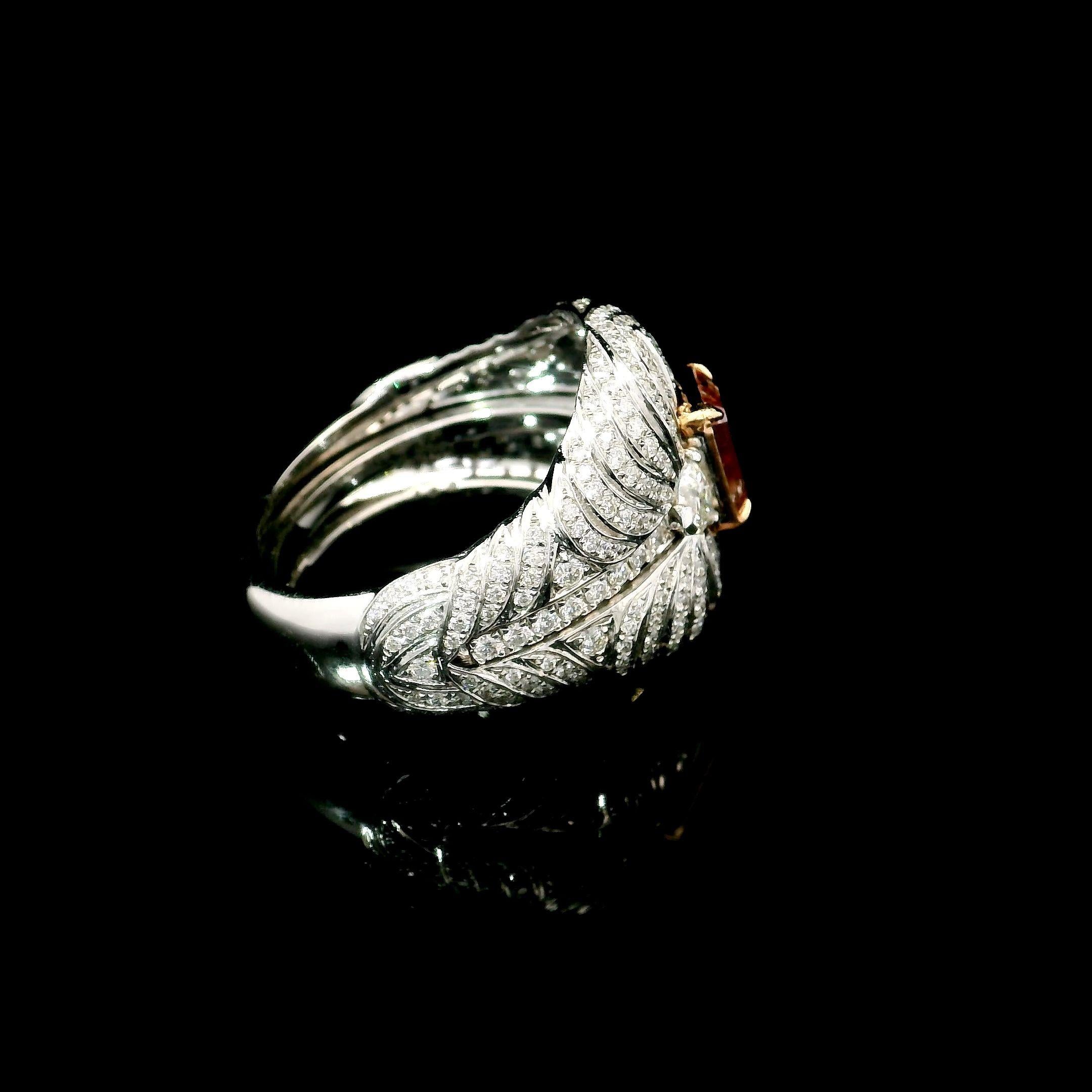 Anillo de diamantes con certificado AGL de 1.01 quilates de color rosa fantasía y claridad VS en venta 2