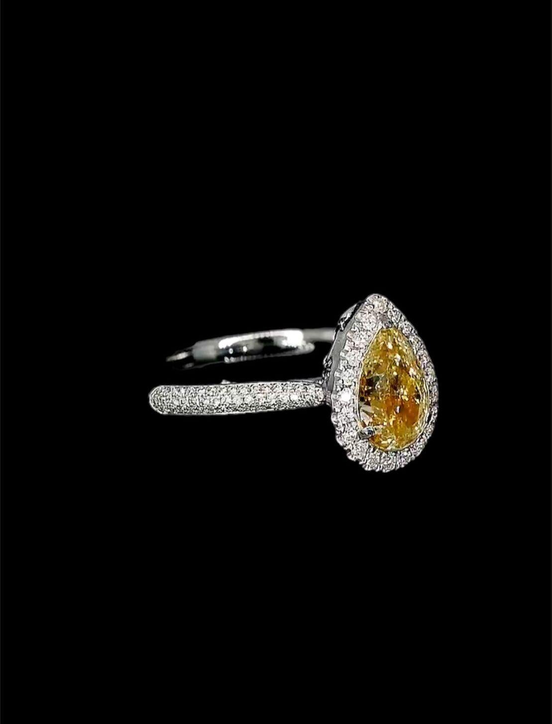 **100% NATURAL FANCY COLOUR DIAMOND JEWELRY**

✪ Jewelry Details ✪

♦ MAIN STONE DETAILS

➛ Stone Shape: Pear
➛ Stone Color: Fancy Yellow
➛ Stone Clarity: VS
➛ Stone Weight: 1.01 carats
➛ AGL certified

♦ SIDE STONE DETAILS

➛ Side white diamonds -