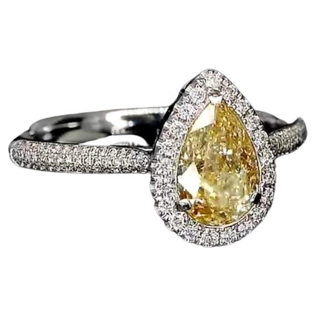 AGL Certified 1.01 Carat Fancy Yellow Diamond Ring VS Clarity For Sale
