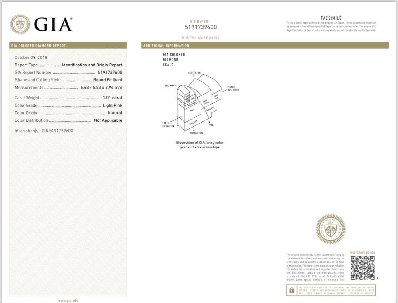 AGL Certified 1.01 Carat Light Pink Diamond Ring For Sale 3
