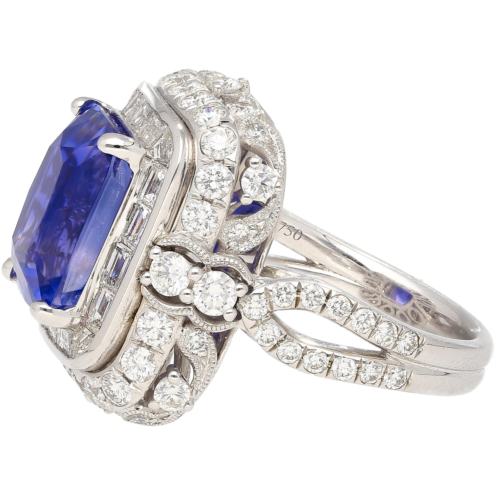 Bague AGL certifiée 10,10 carats Ceylon Cornflower Blue Sapphire & Diamond Neuf - En vente à Miami, FL