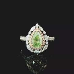 AGL Certified 1.02 Carat Fancy Green SI Clarity Diamond Ring