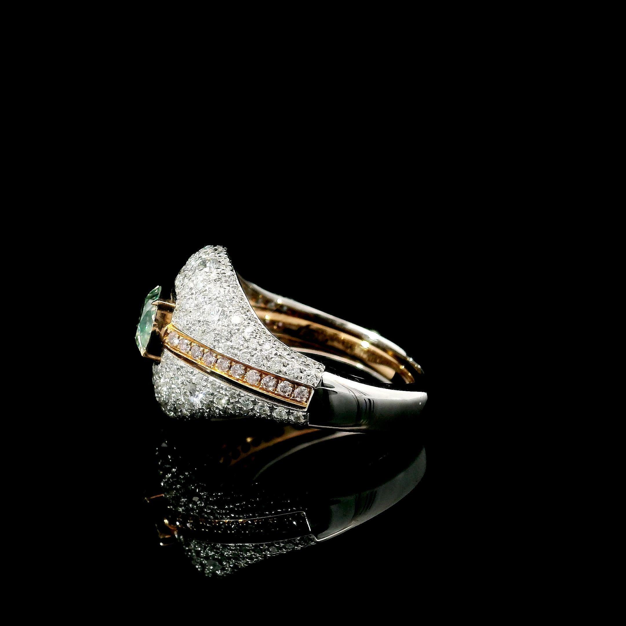 AGL Certified 1.02 Carat Fancy Green VS Clarity Diamond Ring For Sale 1