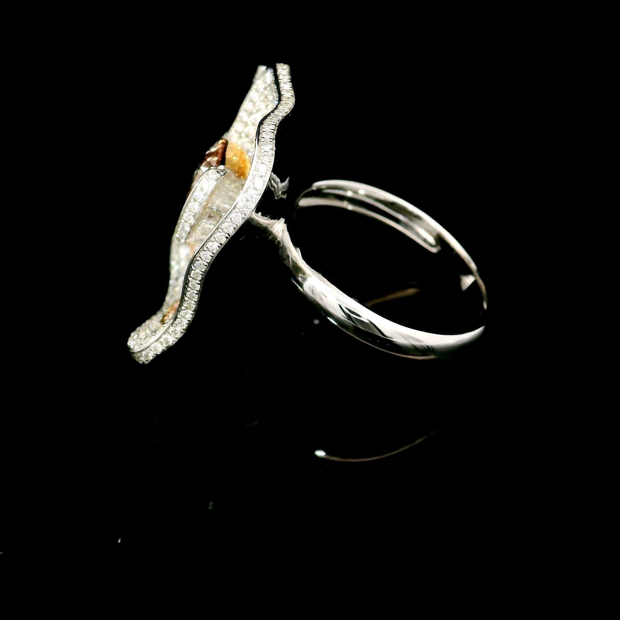 Anillo de diamantes con certificado AGL de 1.02 quilates de color rosa fantasía y claridad SI en venta 1