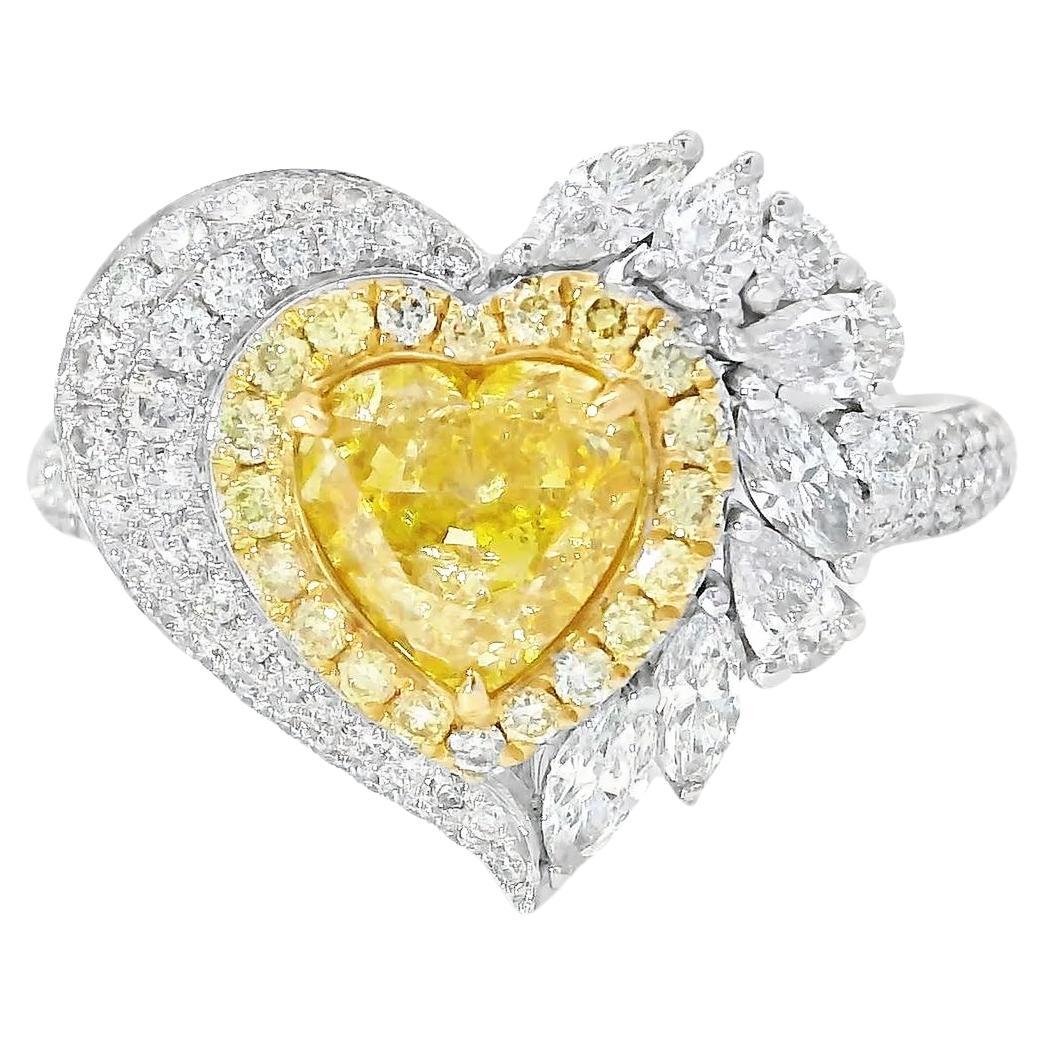 Anillo de diamantes con certificado AGL de 1,02 quilates de claridad amarillo fantasía