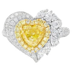 Anello con diamante certificato AGL da 1,02 carati con purezza giallo fantasia