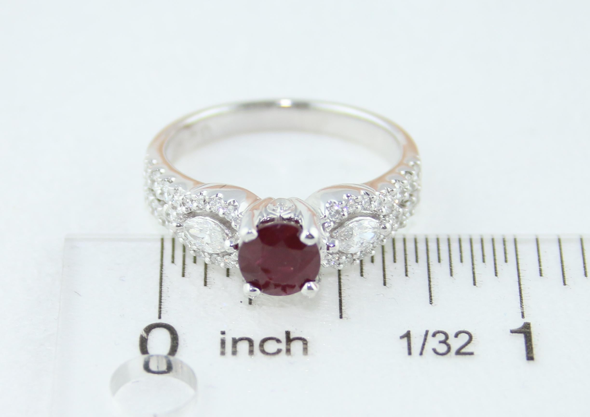 AGL Certified 1.02 Carat Round Ruby Diamond Gold Ring For Sale 5