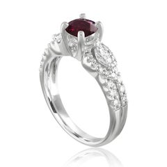 AGL Certified 1.02 Carat Round Ruby Diamond Gold Ring