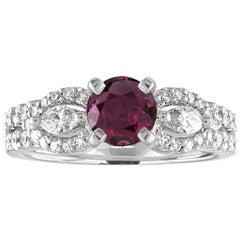 AGL Certified 1.02 Carat Round Ruby Diamond Gold Ring