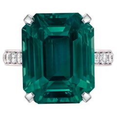 AGL Certified 10.23 Carat Emerald Cut INSIGNIFICANT Oil Green Emerald Ring