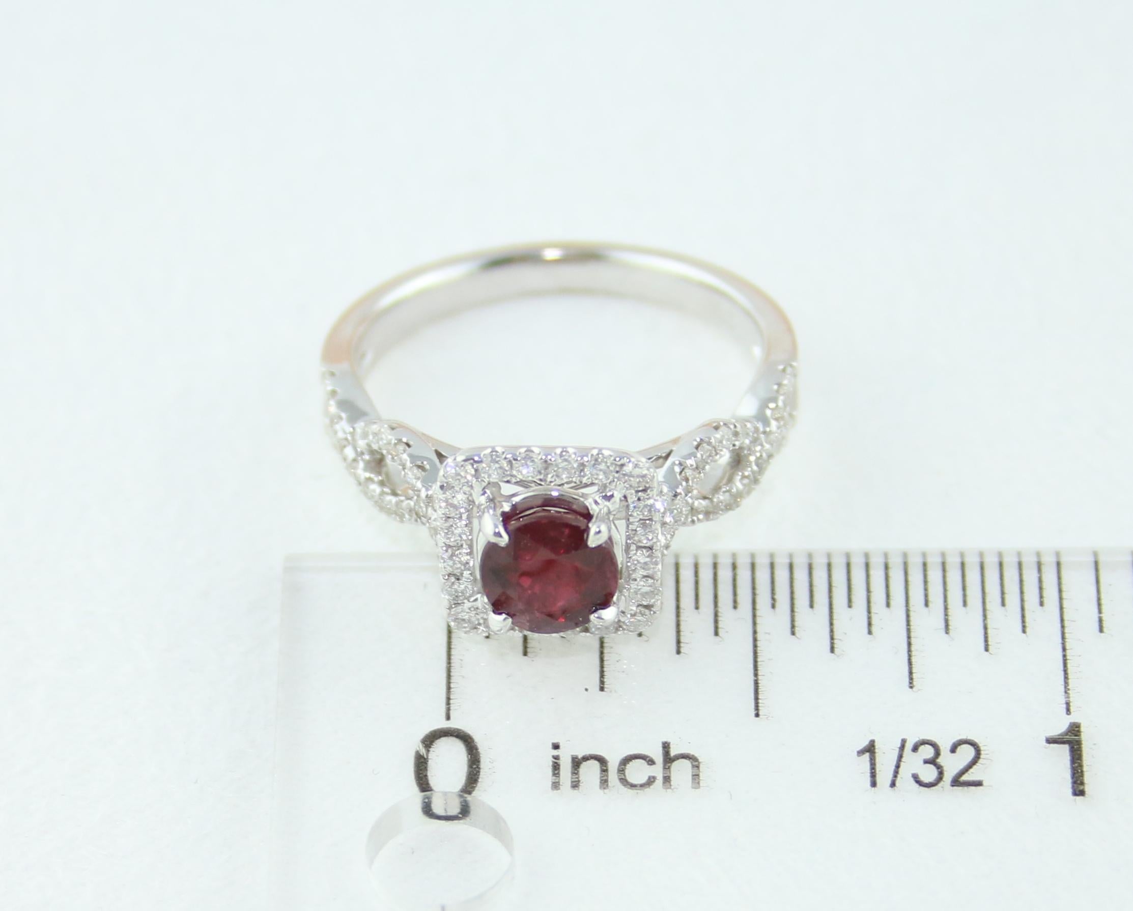 AGL Certified 1.04 Carat Round Ruby Diamond Gold Ring For Sale 5
