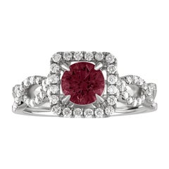AGL Certified 1.04 Carat Round Ruby Diamond Gold Ring