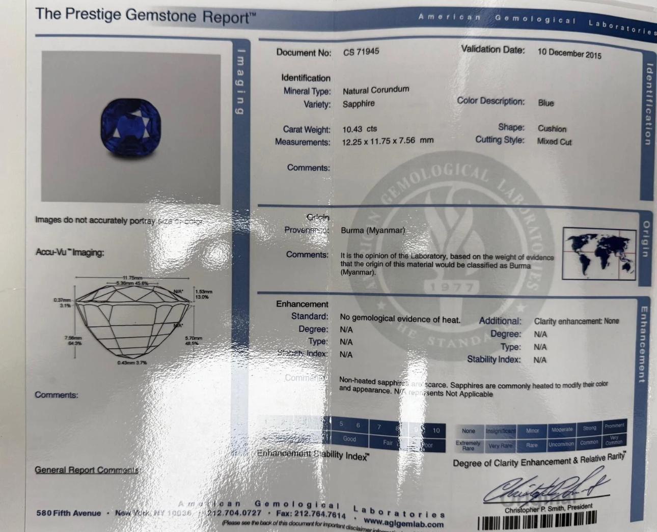 AGL-zertifizierter 10,43 Karat Burma No Heat Saphir & Diamant Drei-Stein-Ring im Zustand „Neu“ im Angebot in West Palm Beach, FL
