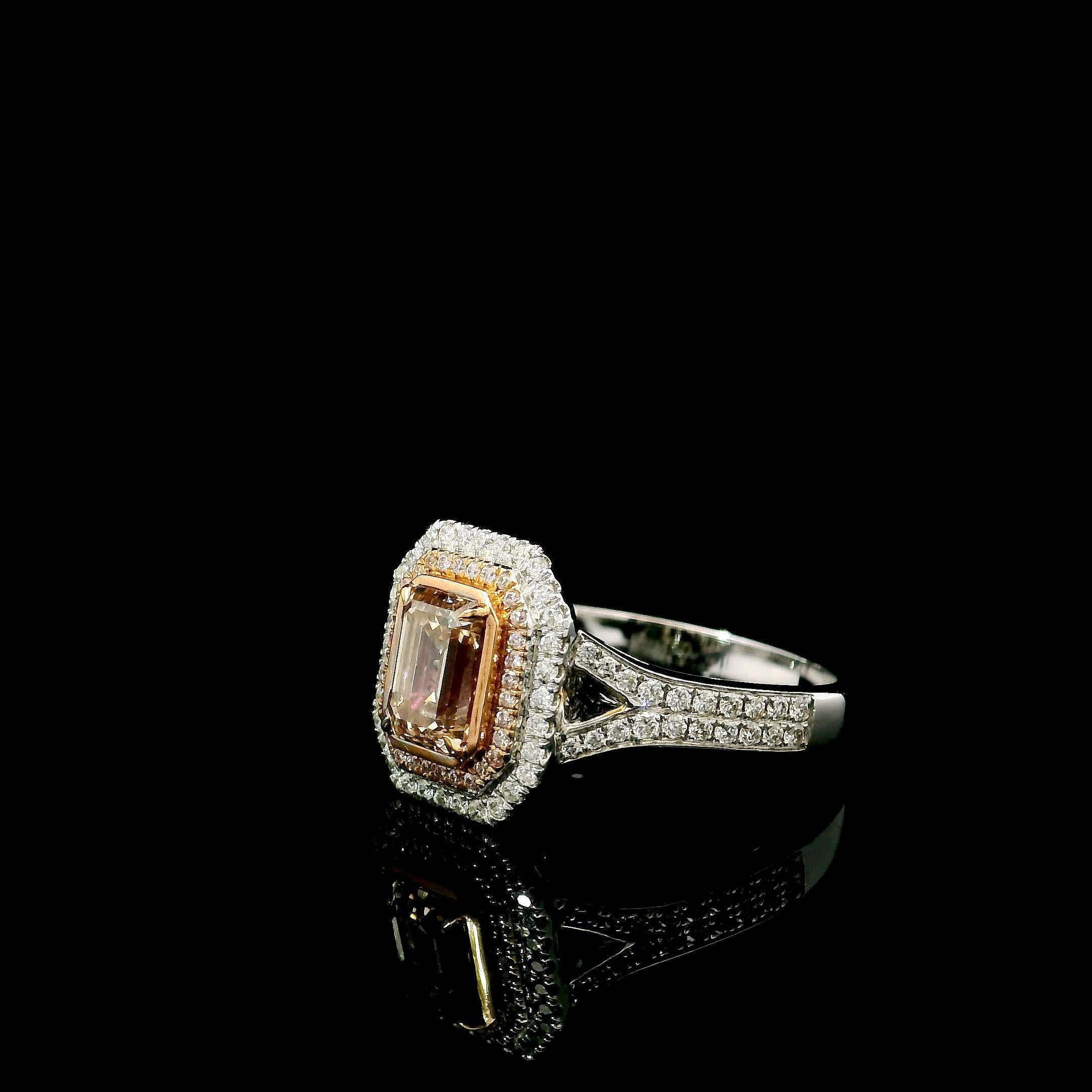 AGL Certified 1.05 Carat Fancy Light Brownish Pink VS Clarity Diamond Ring In New Condition For Sale In บางรัก, TH