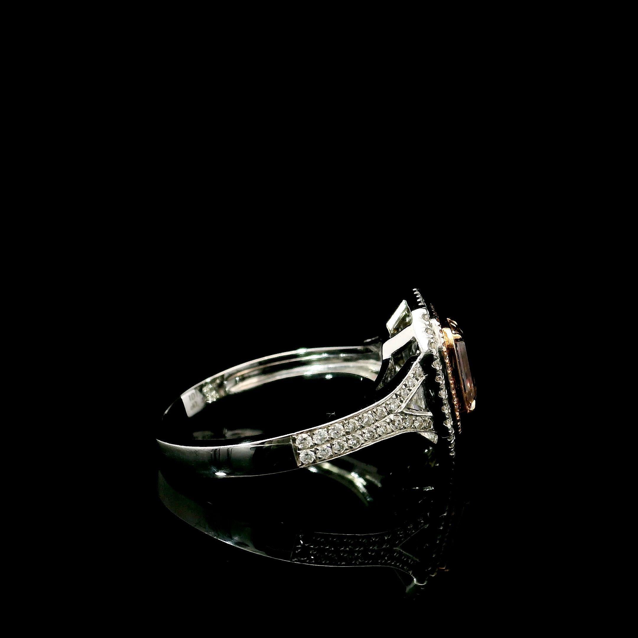 AGL Certified 1.05 Carat Fancy Light Brownish Pink VS Clarity Diamond Ring For Sale 2