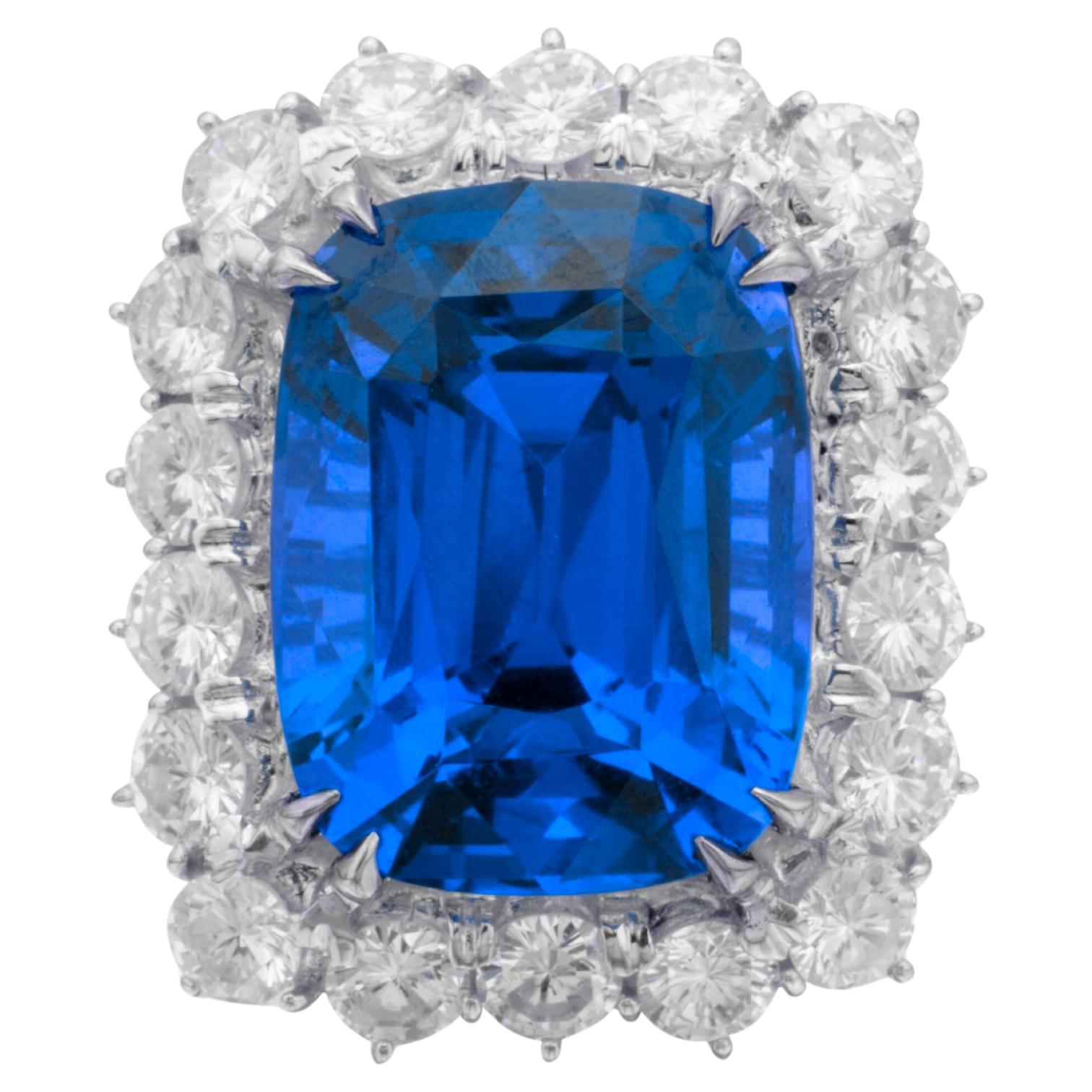 AGL Certified 10.64 Carat Ceylon Sapphire Diamond Platinum Ring