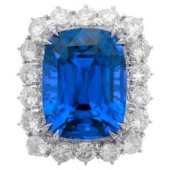 AGL Certified 10.64 Carat Ceylon Sapphire Diamond Platinum Ring
