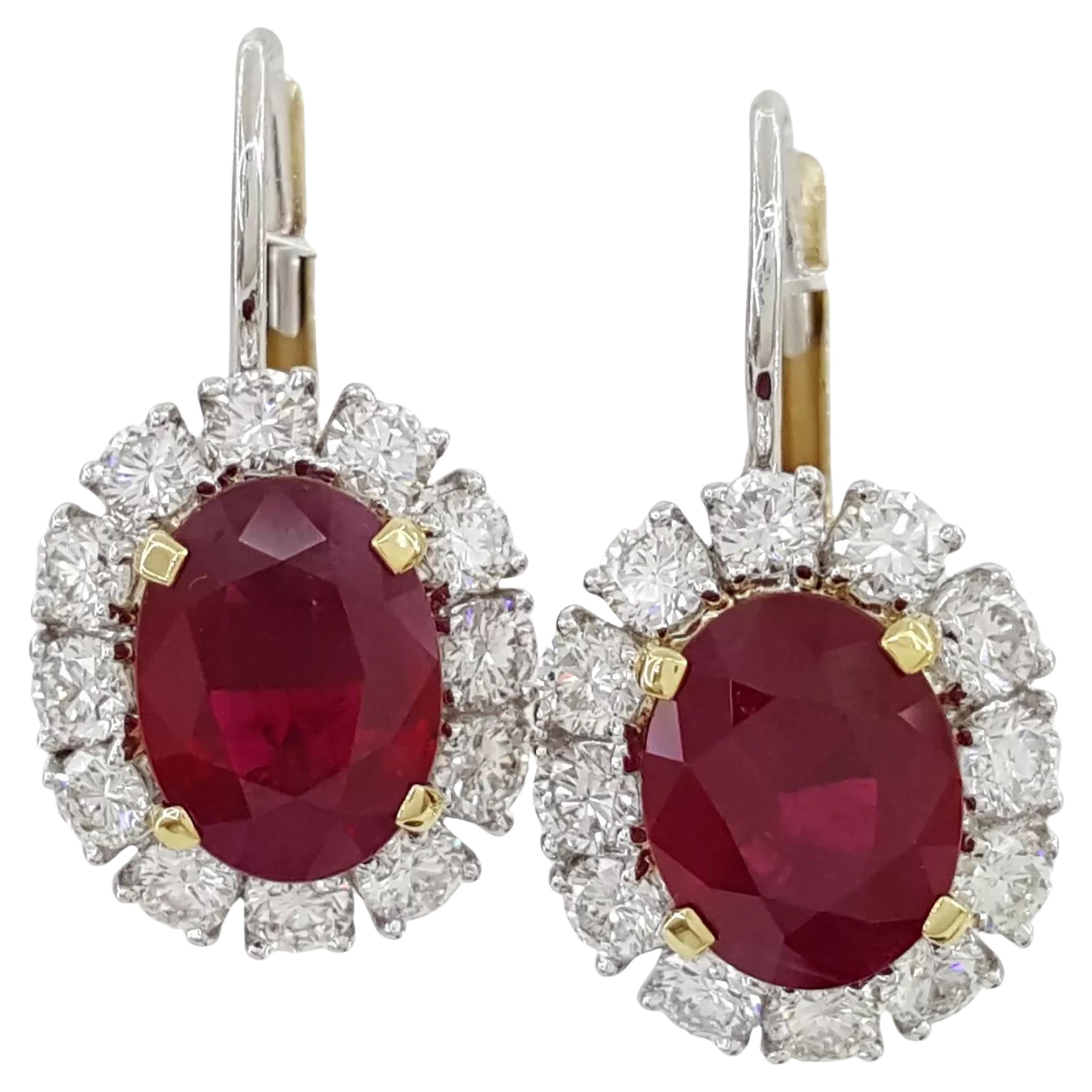 AGL Certified 11 Carat BURMA Rubies VIVID RED Earrings