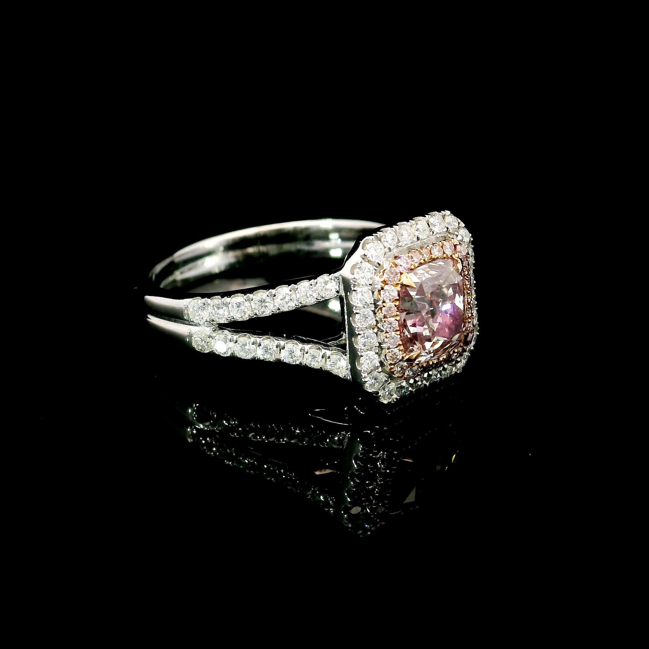 AGL Certified 1.10 Carat Fancy Pink VS Clarity Diamond RIng In New Condition For Sale In บางรัก, TH