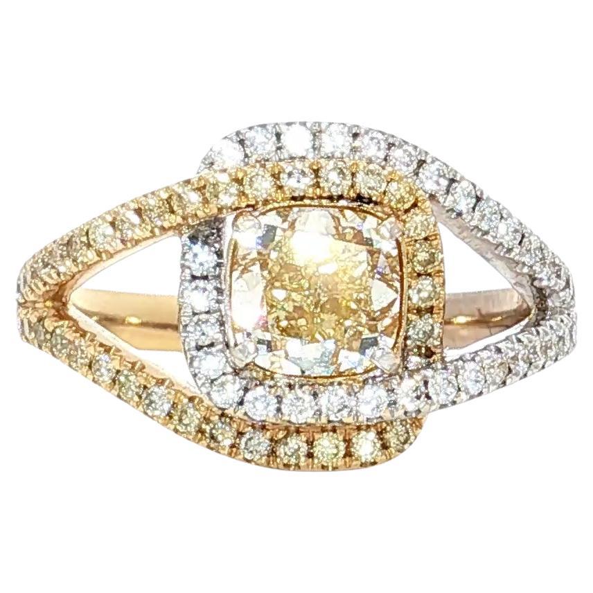 Bague en diamant certifié AGL 1,11 carat Fancy Yellow VVS Clarity en vente