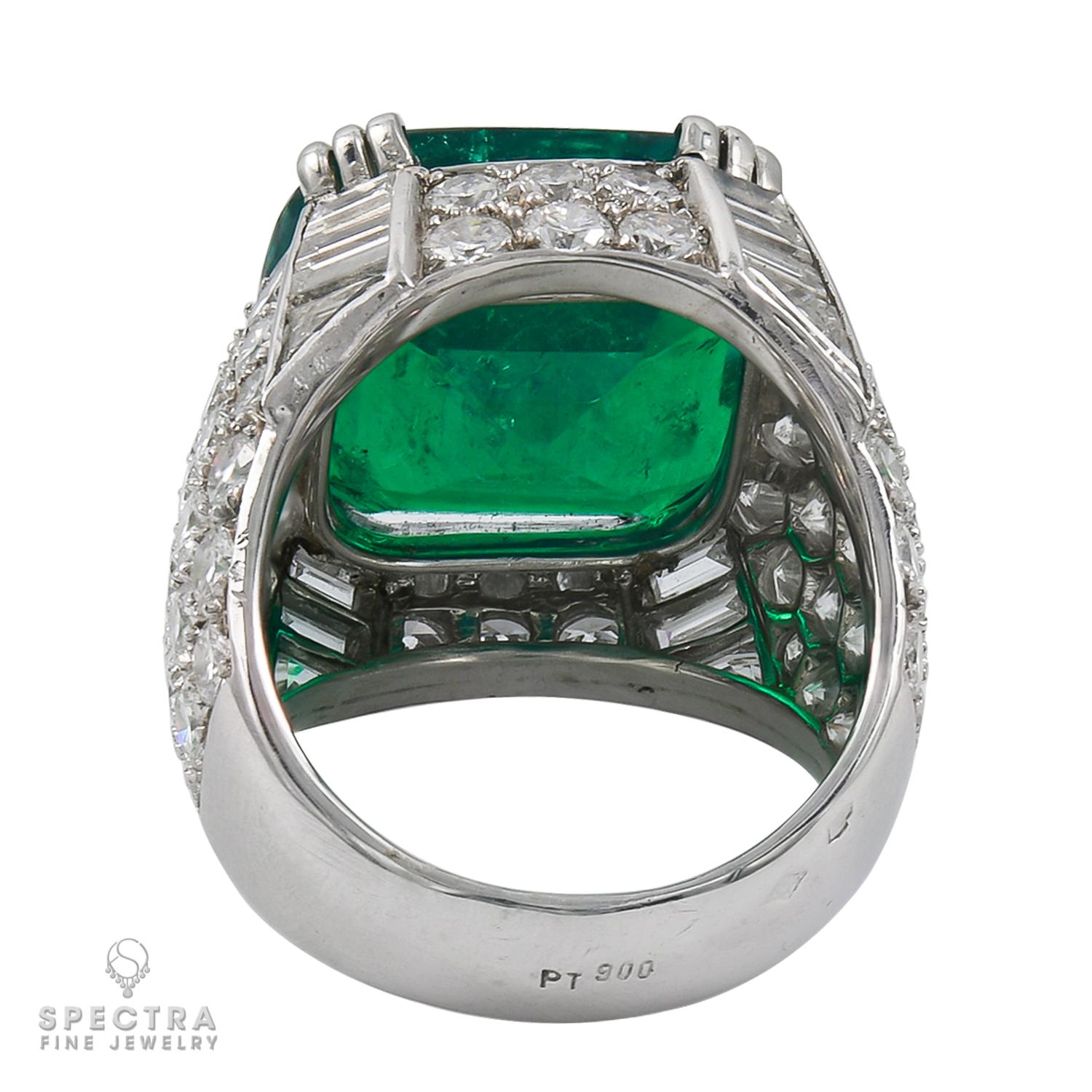 Contemporary Spectra Fine Jewelry AGL Certified 11.38 Carat Colombian Emerald Ring For Sale