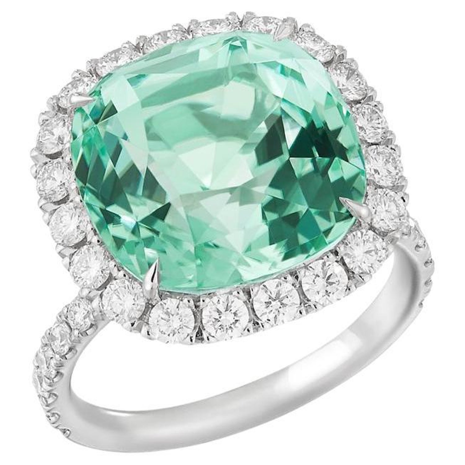 AGL Certified 11.41 Carat Mint Tourmaline Diamond Cocktail Ring For Sale at  1stDibs