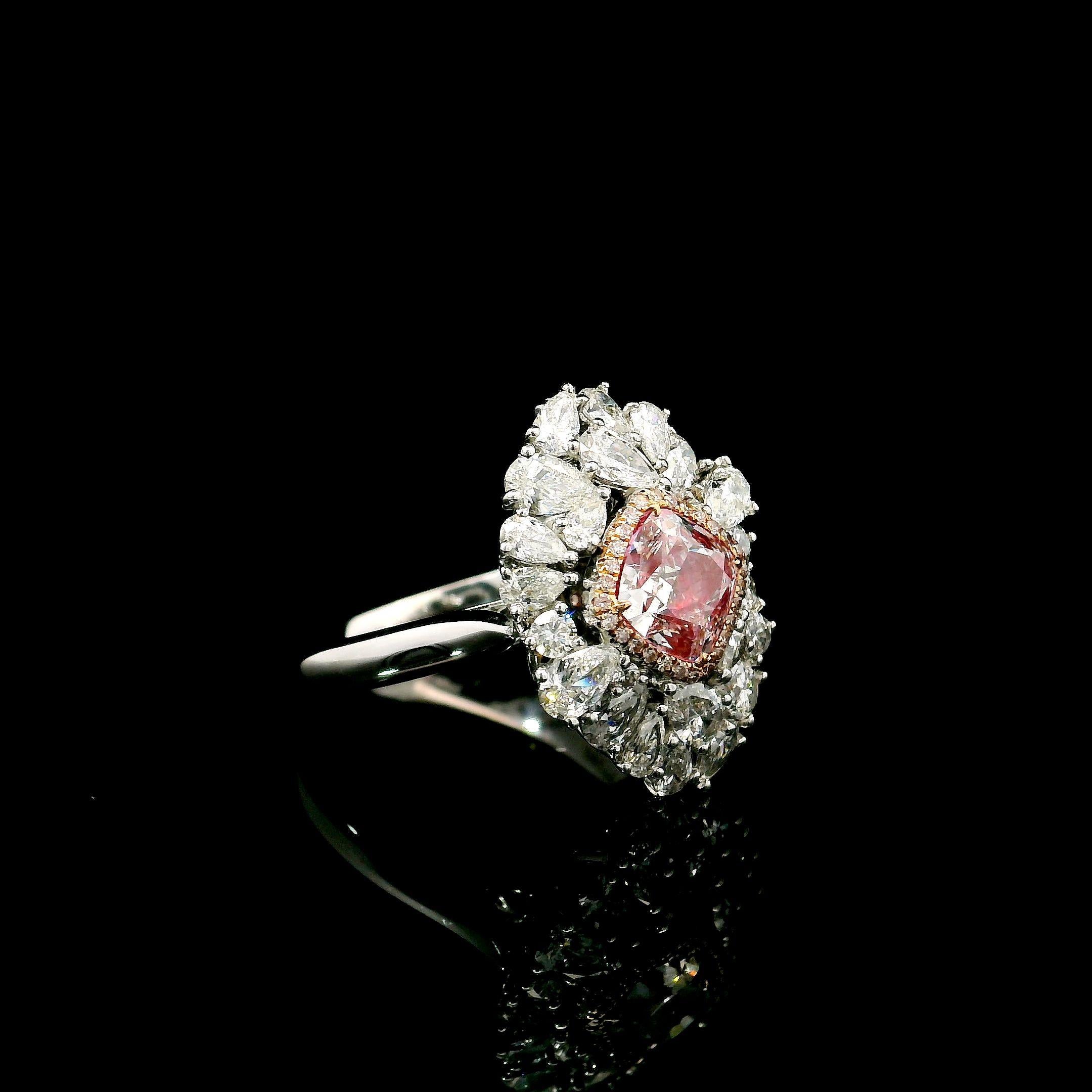 AGL Certified 1.15 Carat Light Pinkish Brown SI1 Clarity Diamond Ring In New Condition For Sale In บางรัก, TH
