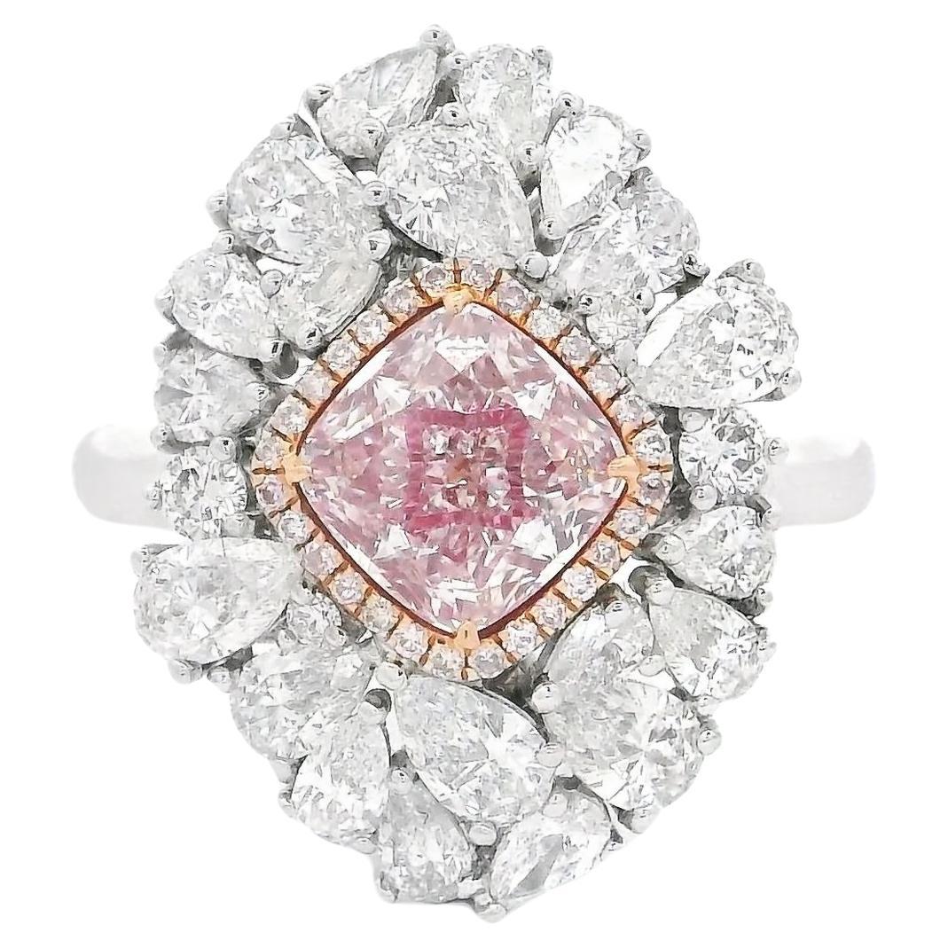 AGL Certified 1.15 Carat Light Pinkish Brown SI1 Clarity Diamond Ring For Sale