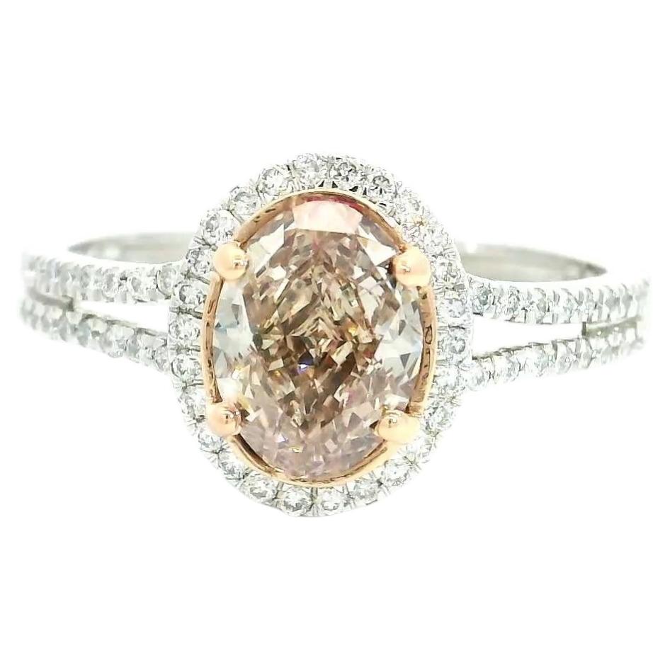 GIA Certified 1.17 Carat Fancy Pinkish Brown SI2 Clarity Diamond Ring