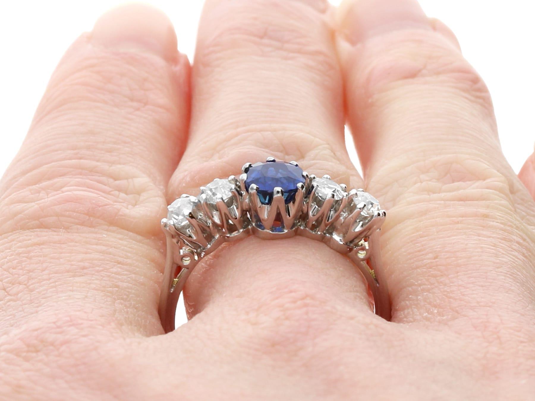 AGL Certified 1.19 Carat Sapphire and Diamond White Gold Engagement Ring For Sale 1