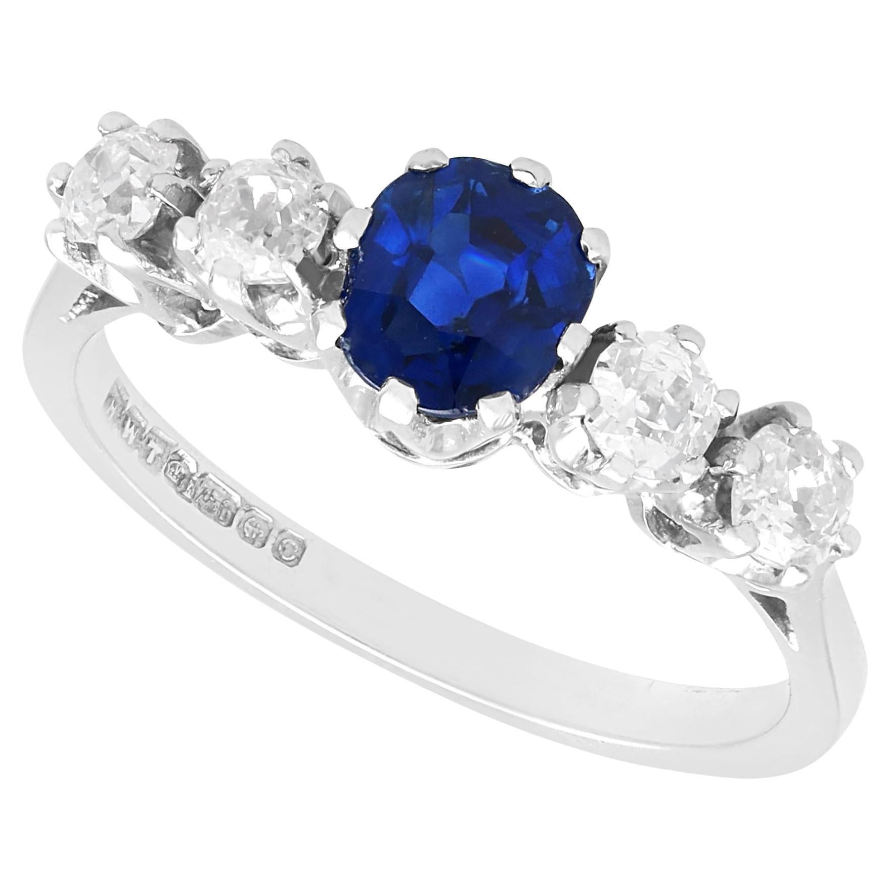 AGL Certified 1.19 Carat Sapphire and Diamond White Gold Engagement Ring For Sale
