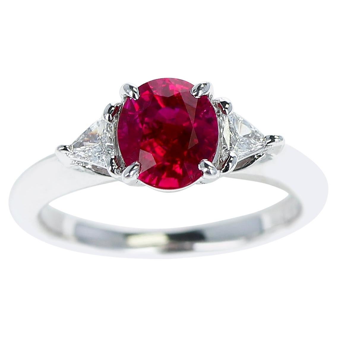AGL-zertifizierter 1,19 ct. Ring mit Rubin und Diamanten, PT