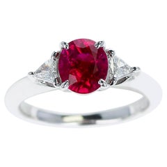 AGL certifiée 1,19 carat Bague en rubis et diamants, PT