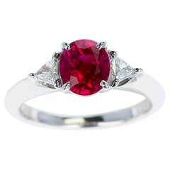 Certificato AGL 1,19ct. Anello con rubino e diamante, PT