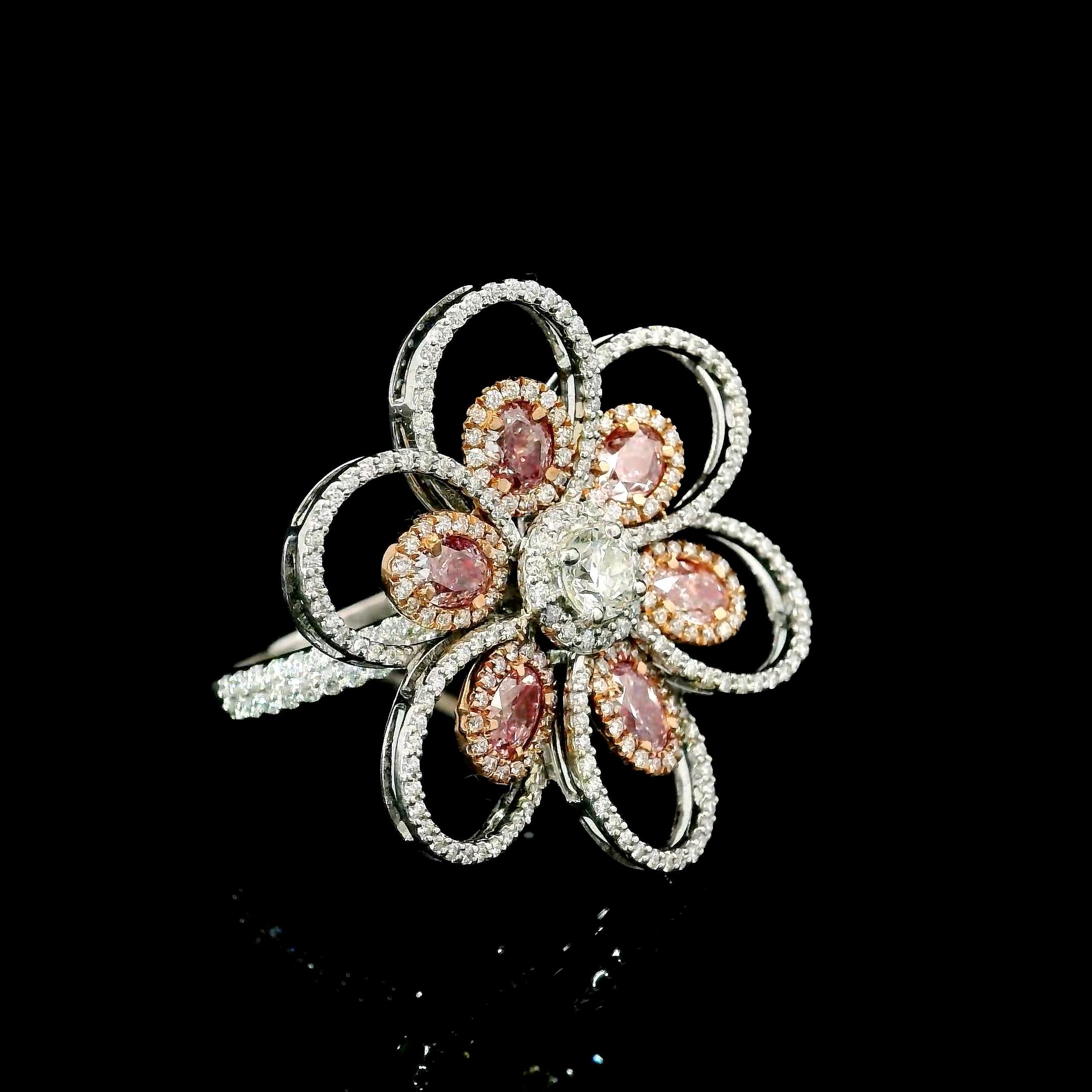 Oval Cut AGL Certified 1.20 Carat Fancy Pink VS Clarity Diamond Ring