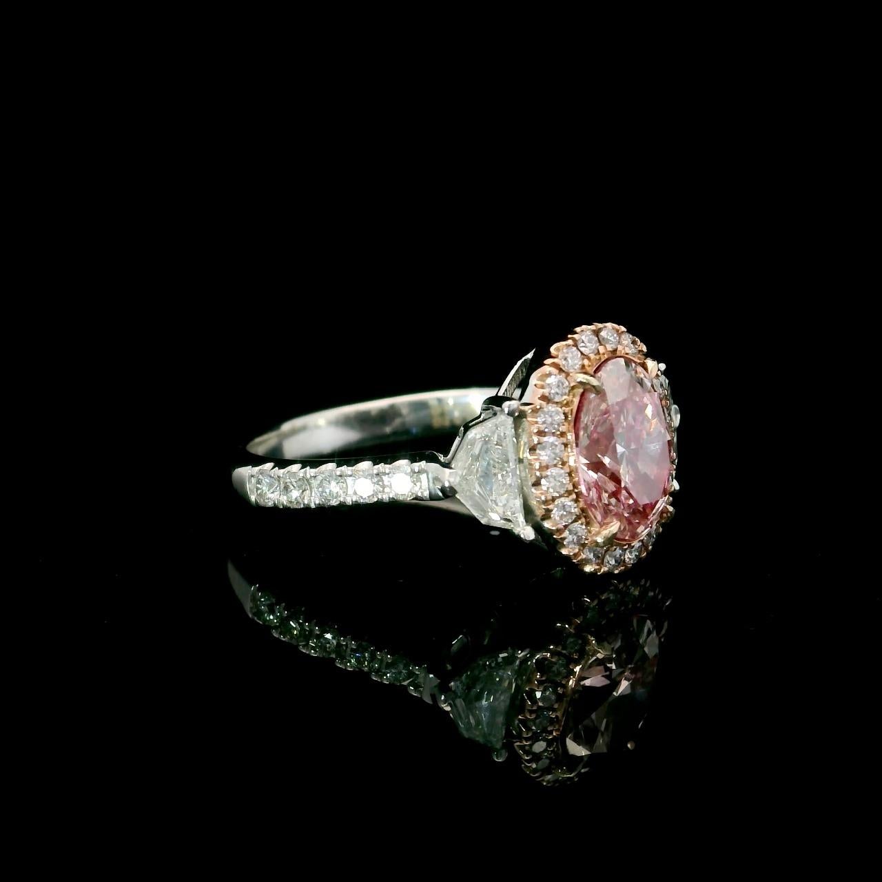 AGL Certified 1.20 Carat Fancy Pink VS Clarity Diamond Ring For Sale 1