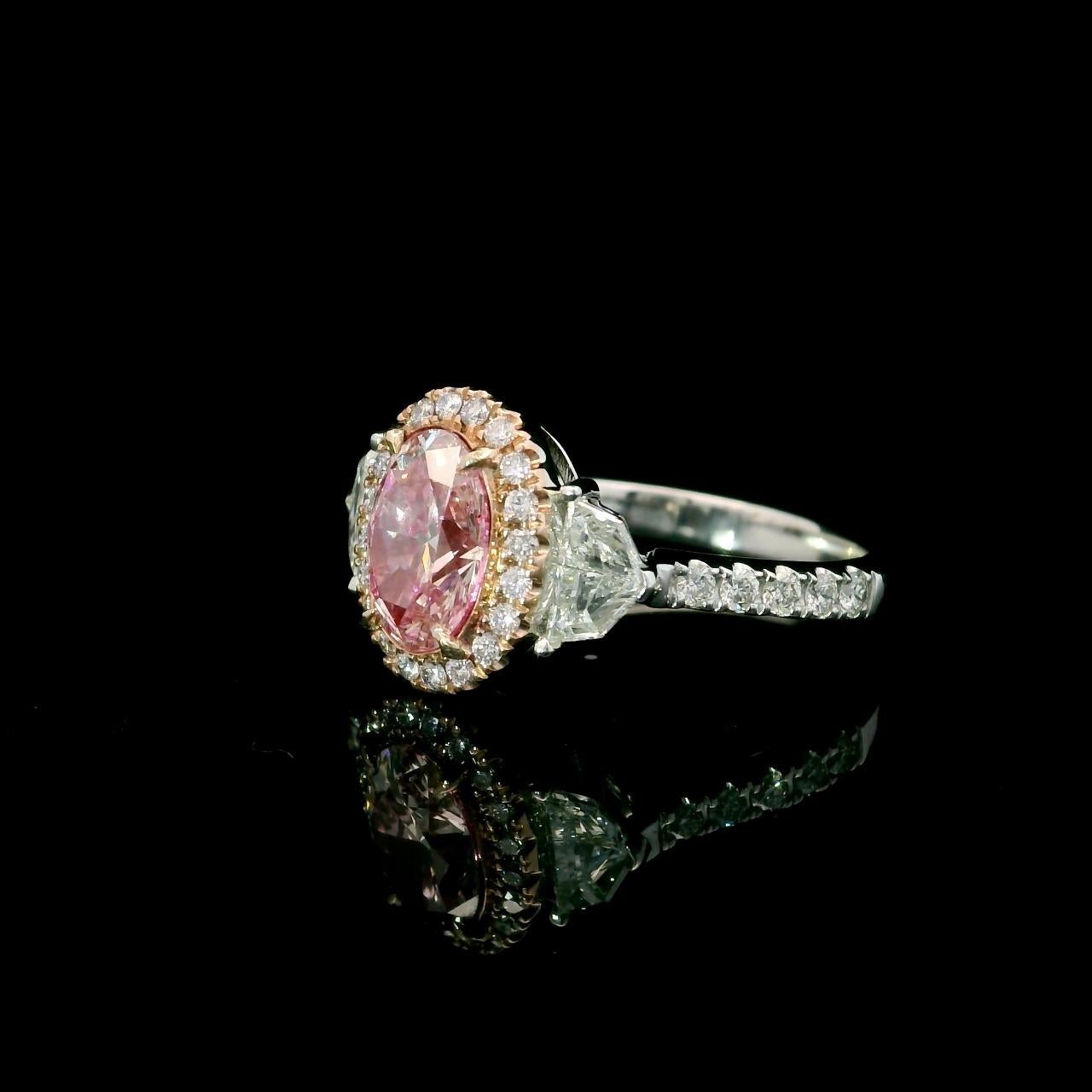AGL Certified 1.20 Carat Fancy Pink VS Clarity Diamond Ring For Sale 2