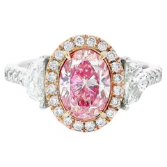 Bague avec diamant rose fantaisie de 1.20 carat de pureté VS certifié AGL